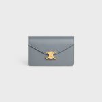WALLET ON CHAIN MARGO IN SHINY CALFSKIN BLUE GREY